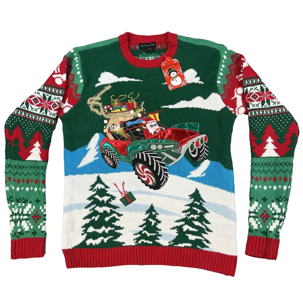 NEW Blizzard Bay Size S‎ Dune Buggy Car Razor 4x4 Holiday Ugly Christmas Sweater